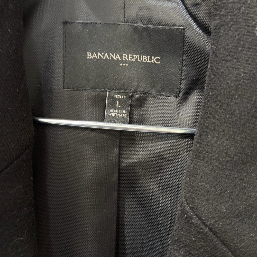 Banana Republic Black Wool Style Coat Blazer Coat PL MACHINE WASHABLE!! - Picture 4 of 8